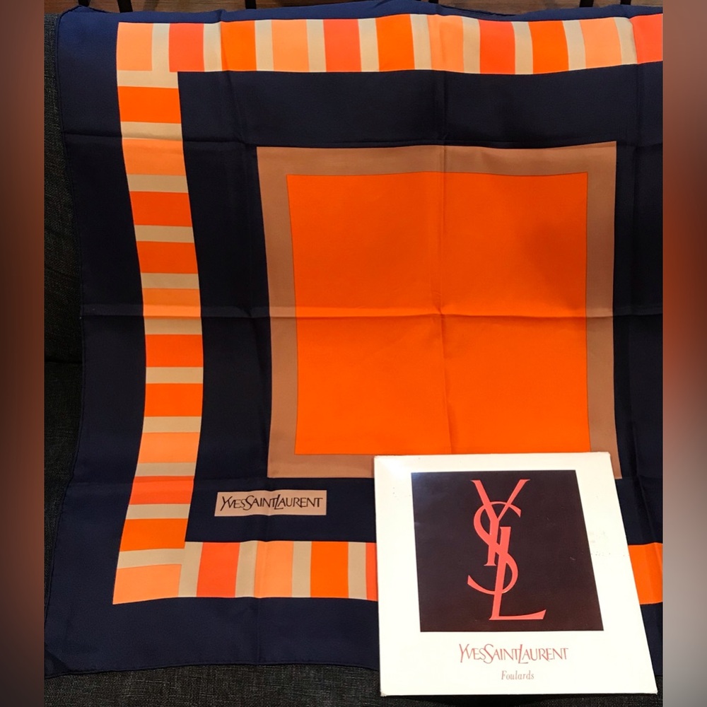 Yves Saint Laurent Silk Scarf in Box 😍🧡🔥 - Picture 17 of 17